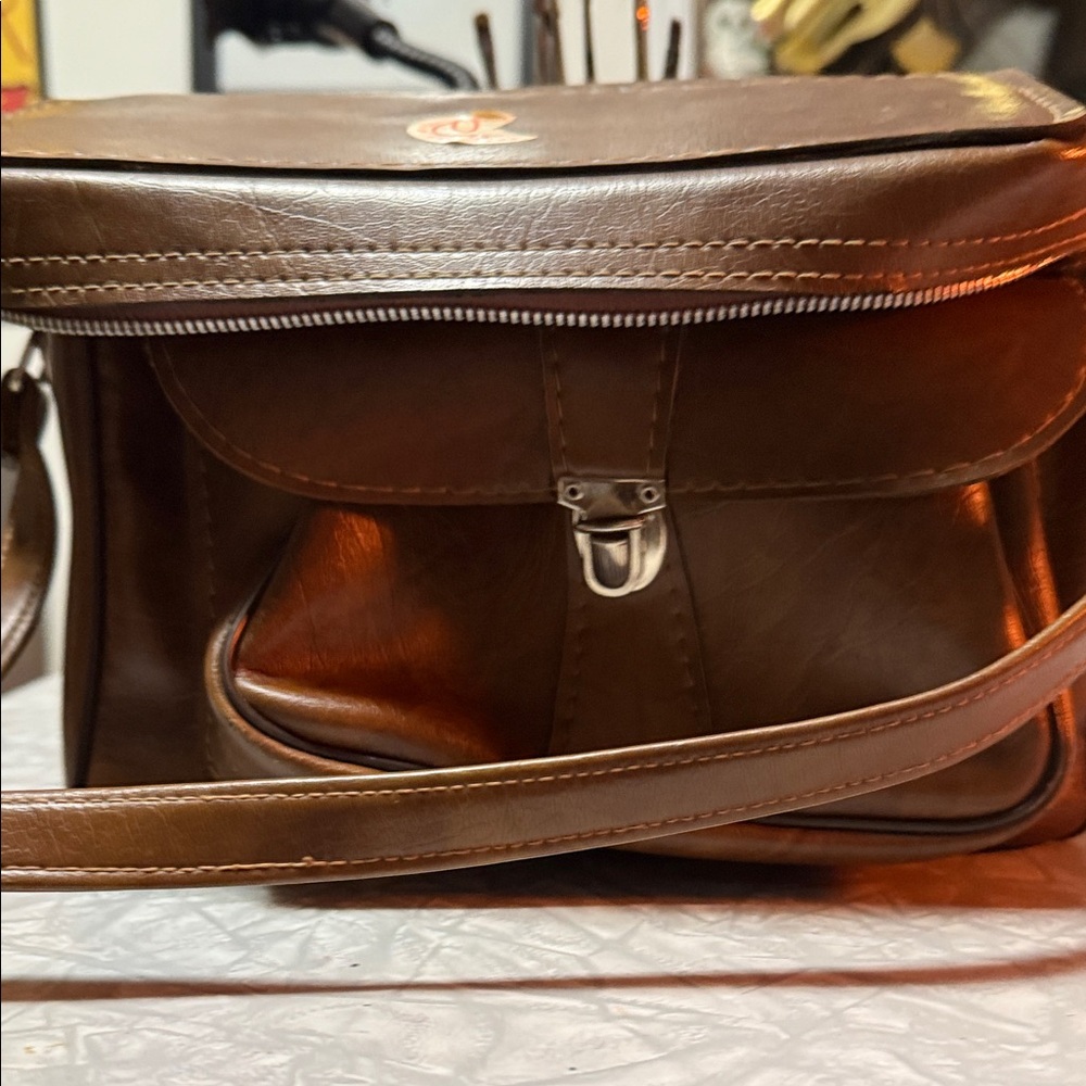 Vintage Brown Leather Camera Bag 💼